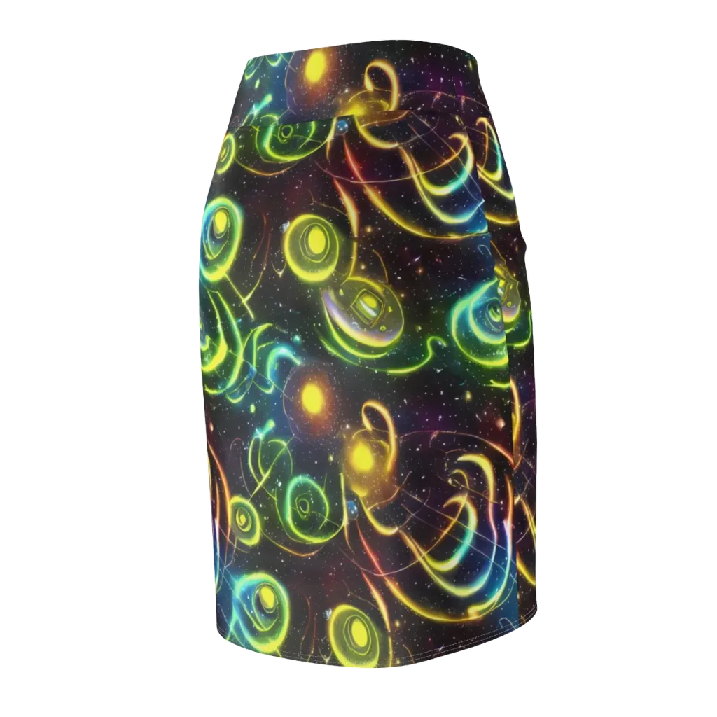 Orbiting Euphoria on Pencil Skirt — Back Side