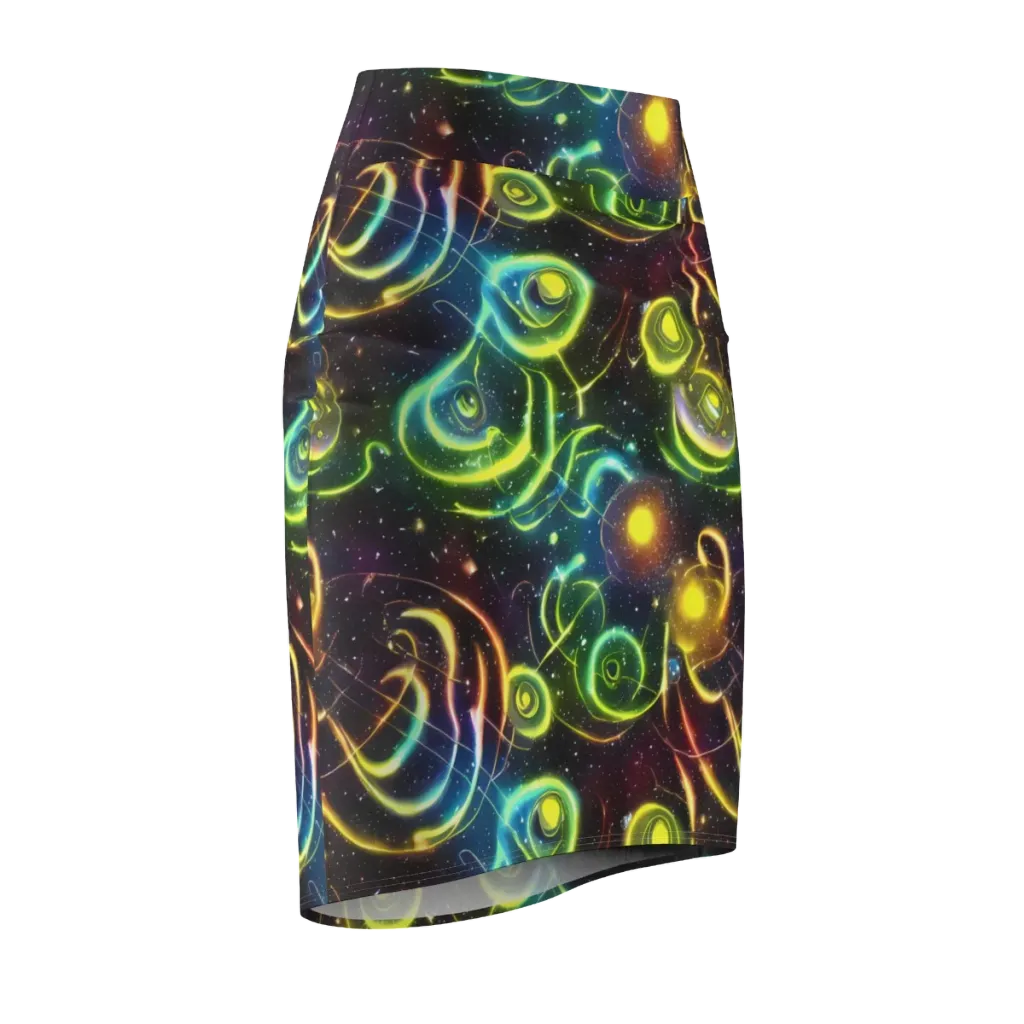 Orbiting Euphoria on Pencil Skirt — Front Side