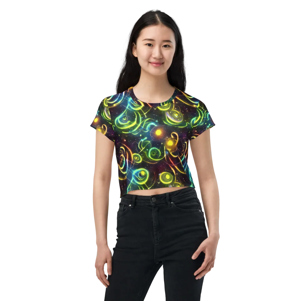 Orbiting Euphoria on Crop Tee — Front