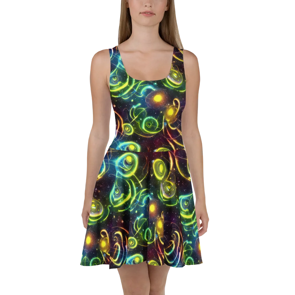 Orbiting Euphoria on Skater Dress — Front