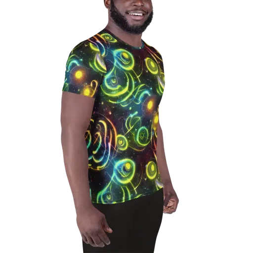 Orbiting Euphoria on a Men's Athletic T-Shirt
