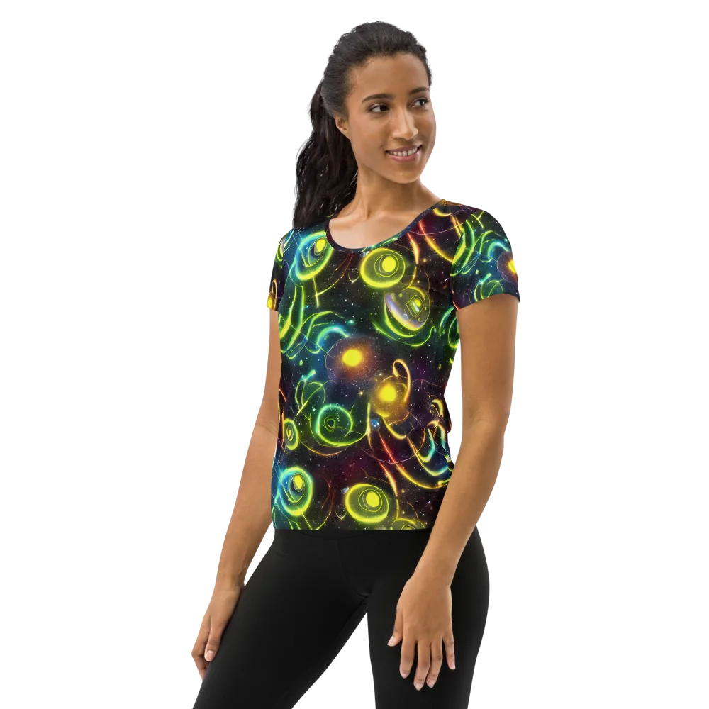 Orbiting Euphoria on Women's Athletic T-Shirt — Left