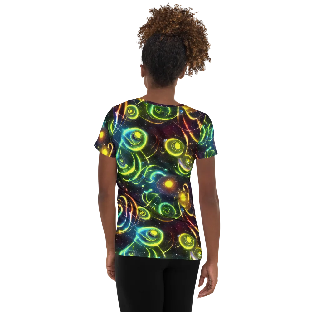 Orbiting Euphoria on Women's Athletic T-Shirt — Back