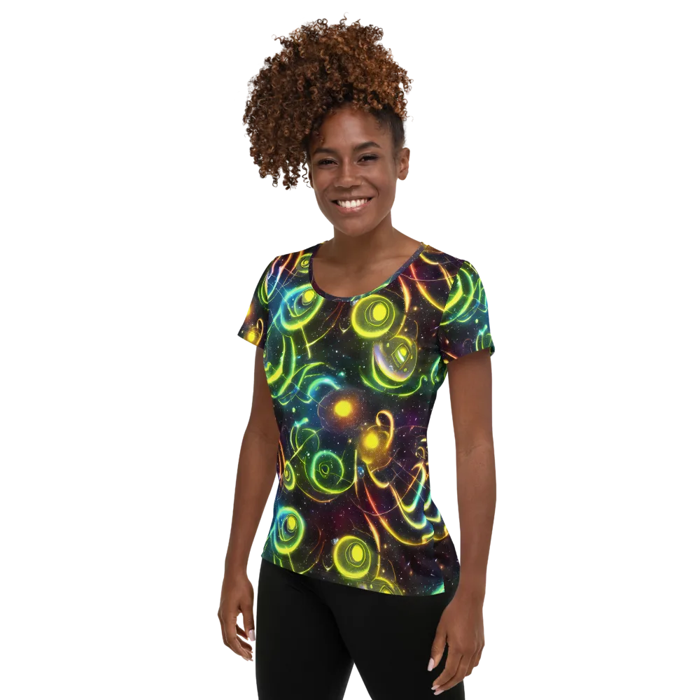 Orbiting Euphoria on Women's Athletic T-Shirt — Left