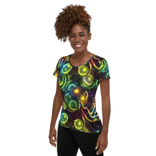 Orbiting Euphoria on a Women's Athletic T-Shirt
