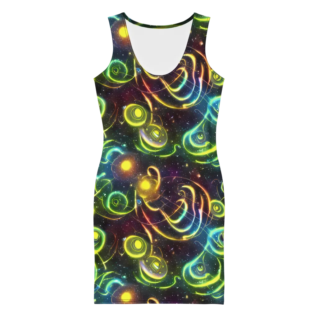 Orbiting Euphoria on Bodycon Dress — Front