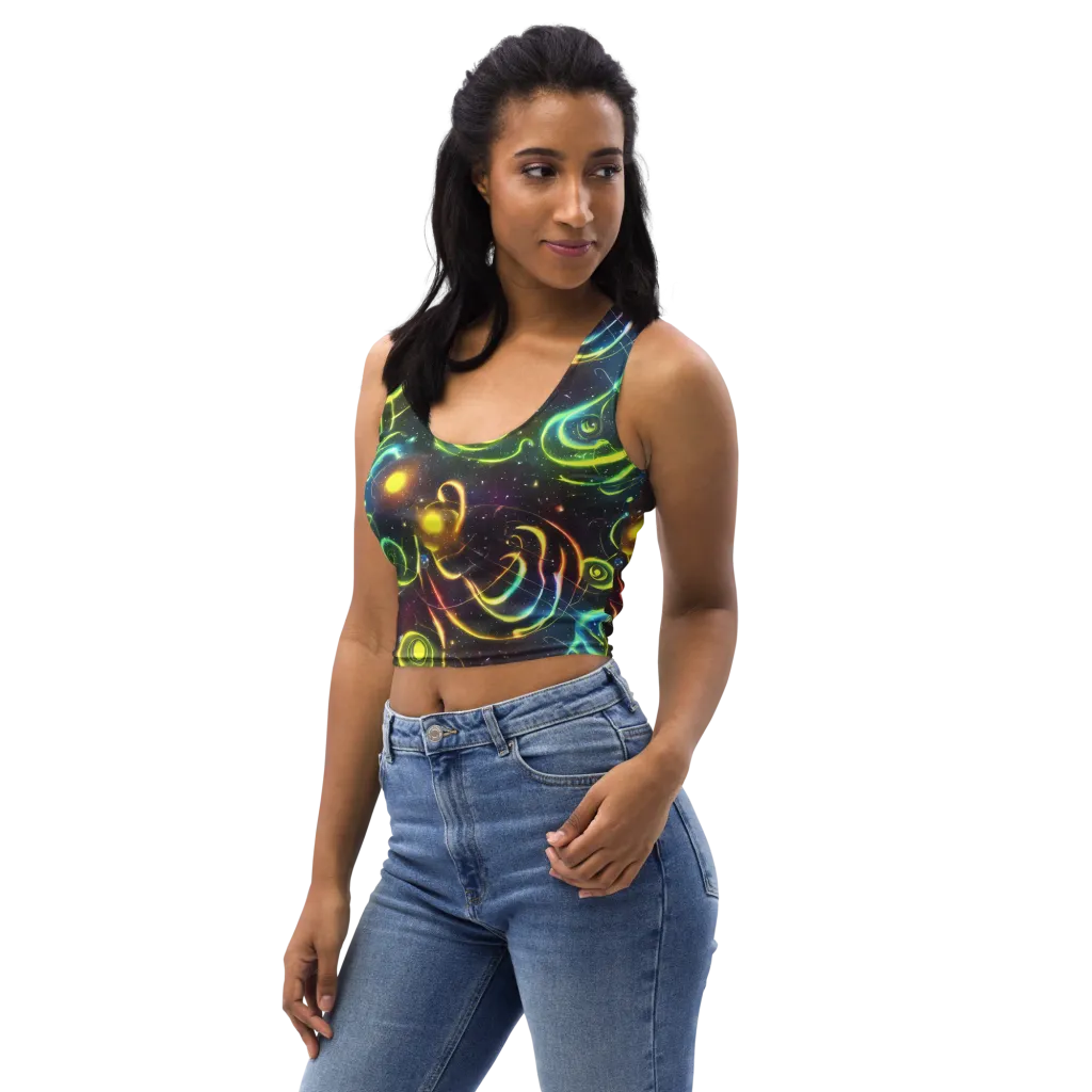 Orbiting Euphoria on Crop Top — Left Front