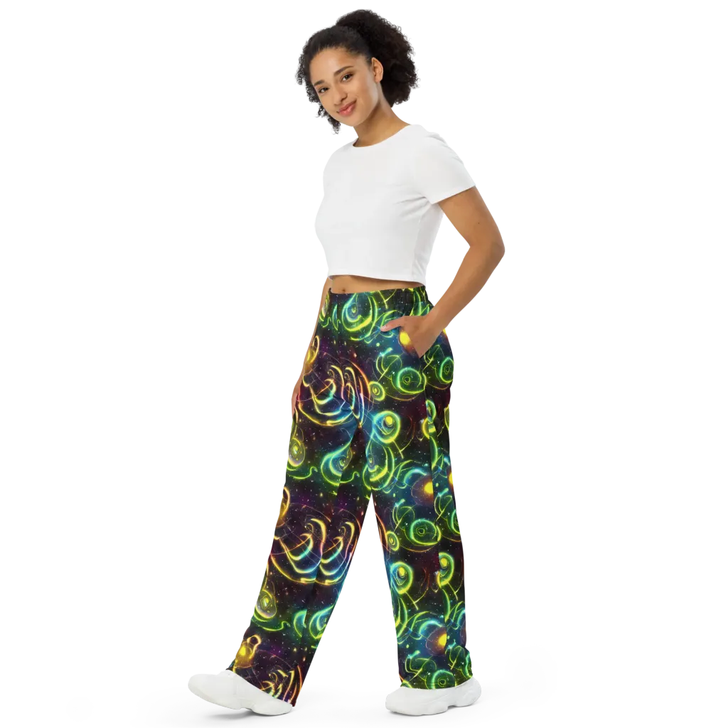 Orbiting Euphoria on Wide-Leg Pants — Left Front