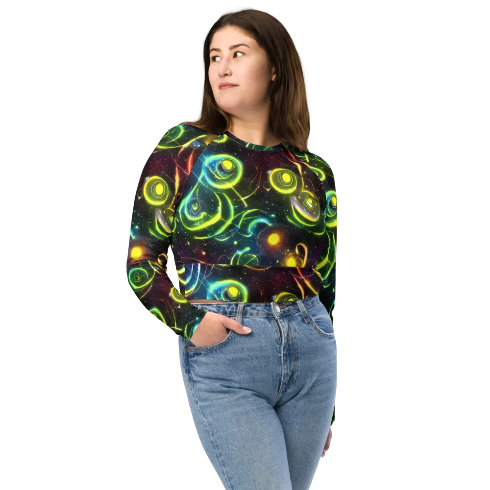 Orbiting Euphoria on Long Sleeve Crop Top — Front