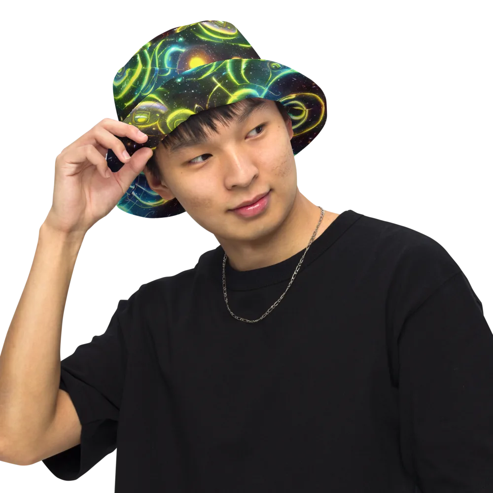 Orbiting Euphoria on Reversible Bucket Hat — Front Inside