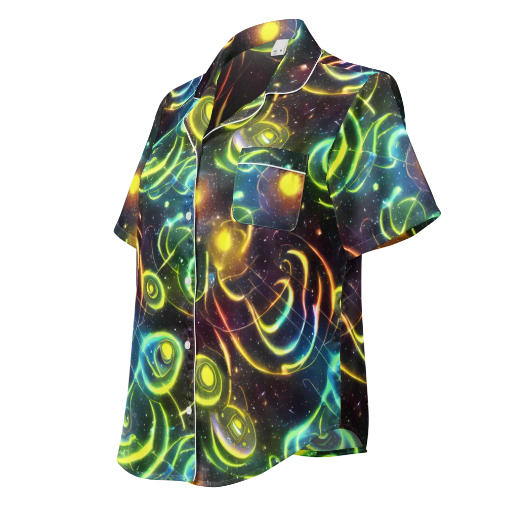Orbiting Euphoria on Women's Short Sleeve Pajama Top — Left Front