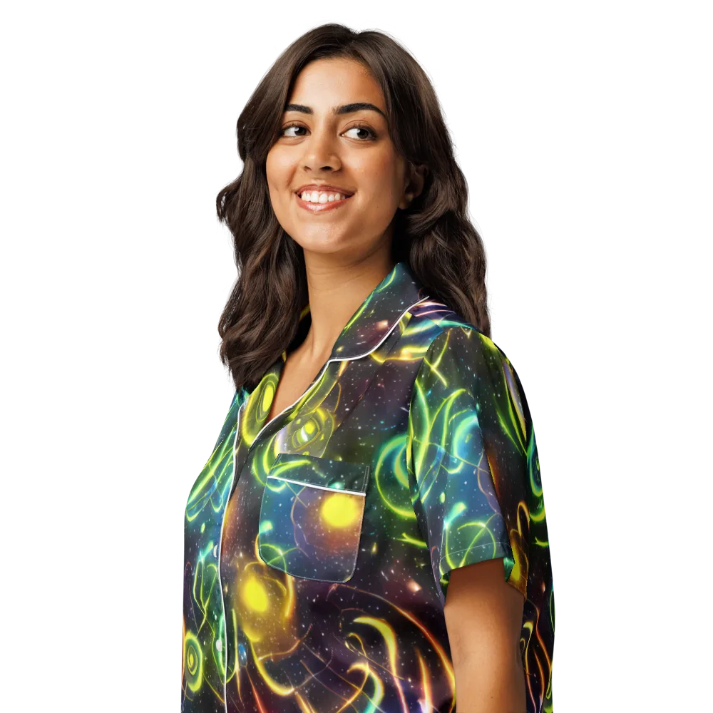 Orbiting Euphoria on Women's Short Sleeve Pajama Top — Left Front