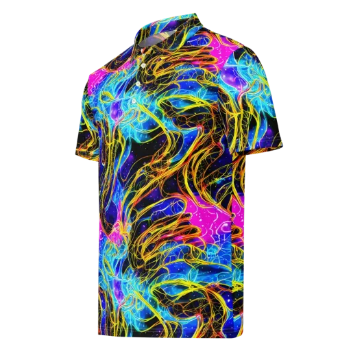 Galaxy Flux on a Men's Slim Fit Polo Shirt