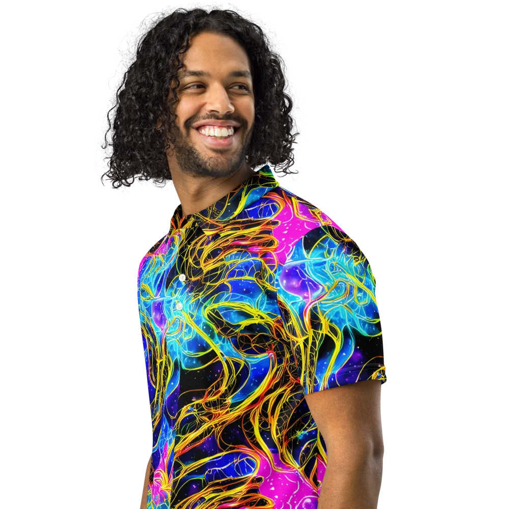 Galaxy Flux on Men's Slim Fit Polo Shirt — Left Front