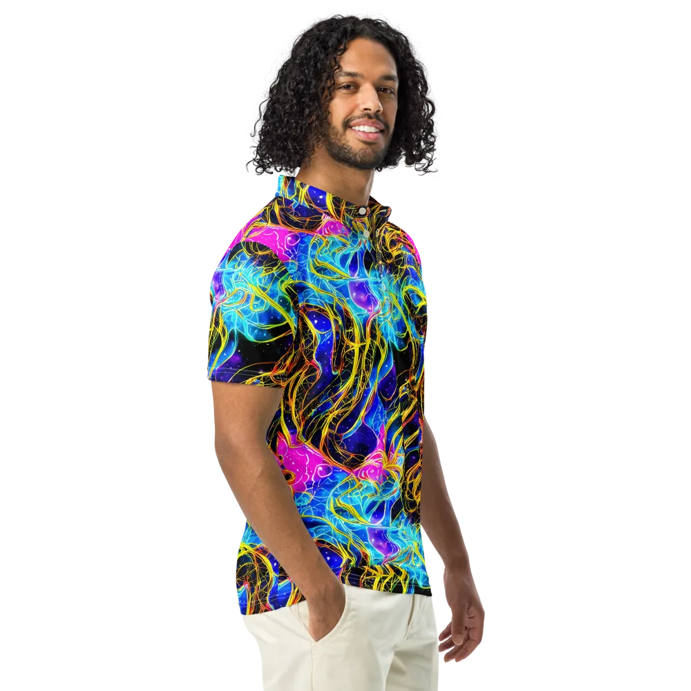 Galaxy Flux on Men's Slim Fit Polo Shirt — Right Front