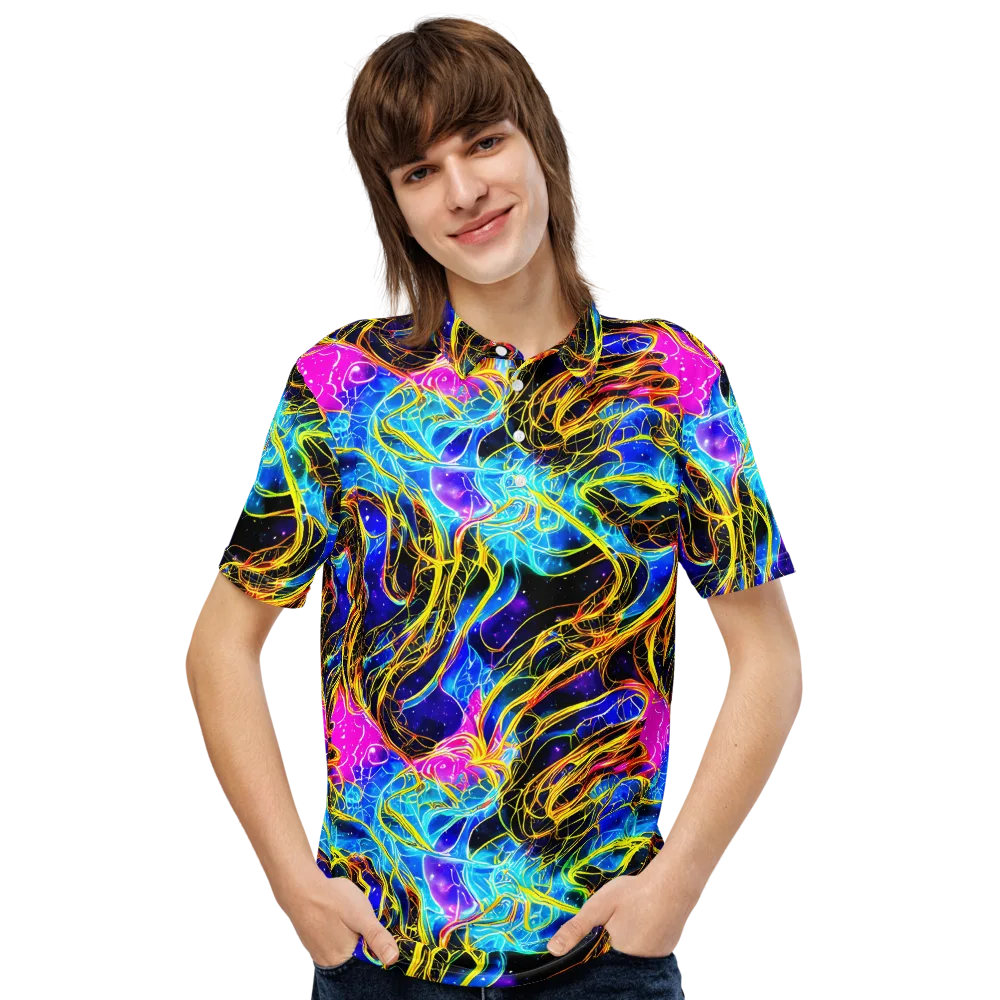 Galaxy Flux on Men's Slim Fit Polo Shirt — Front