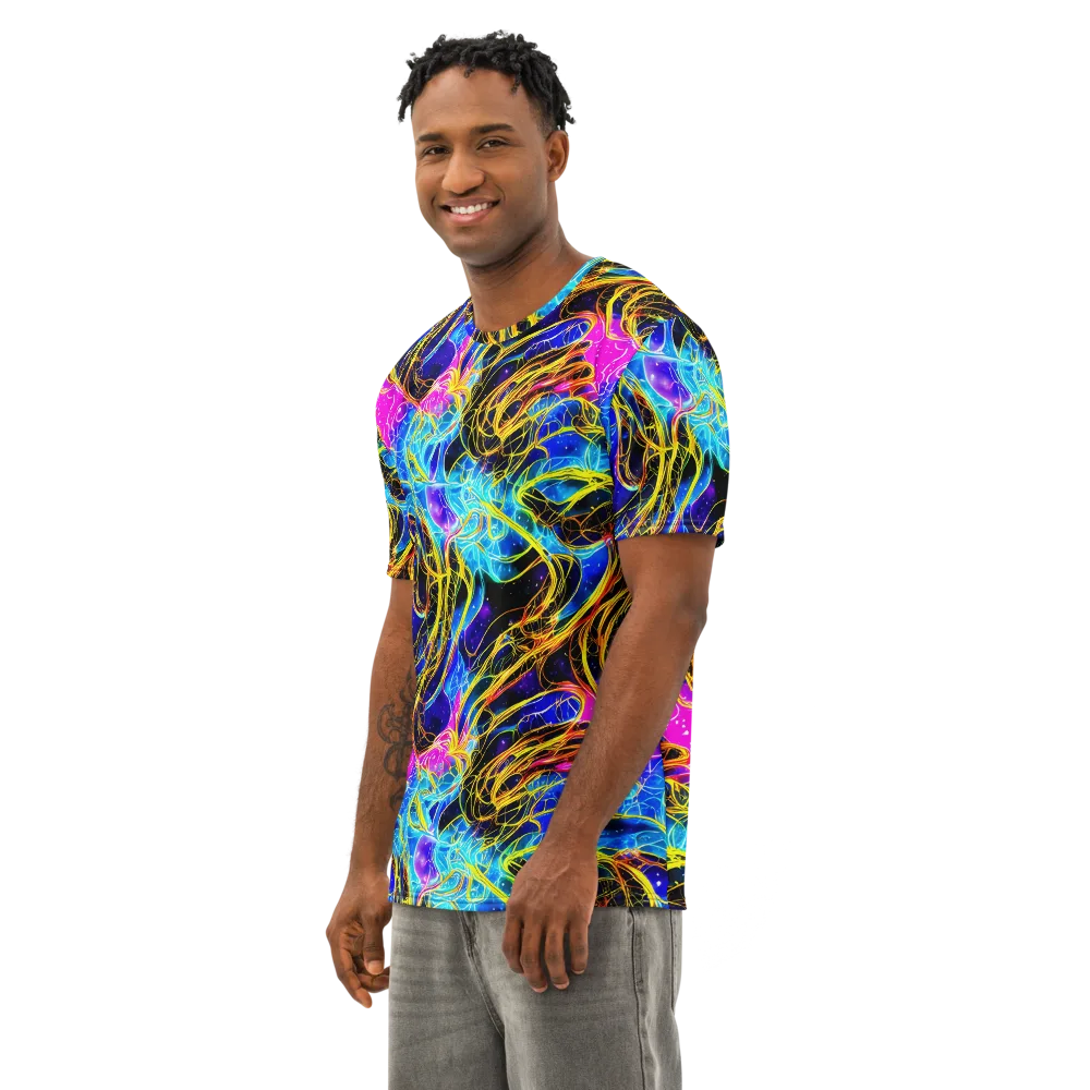 Galaxy Flux on Men's Cotton Crew Neck T-Shirt — Left Front