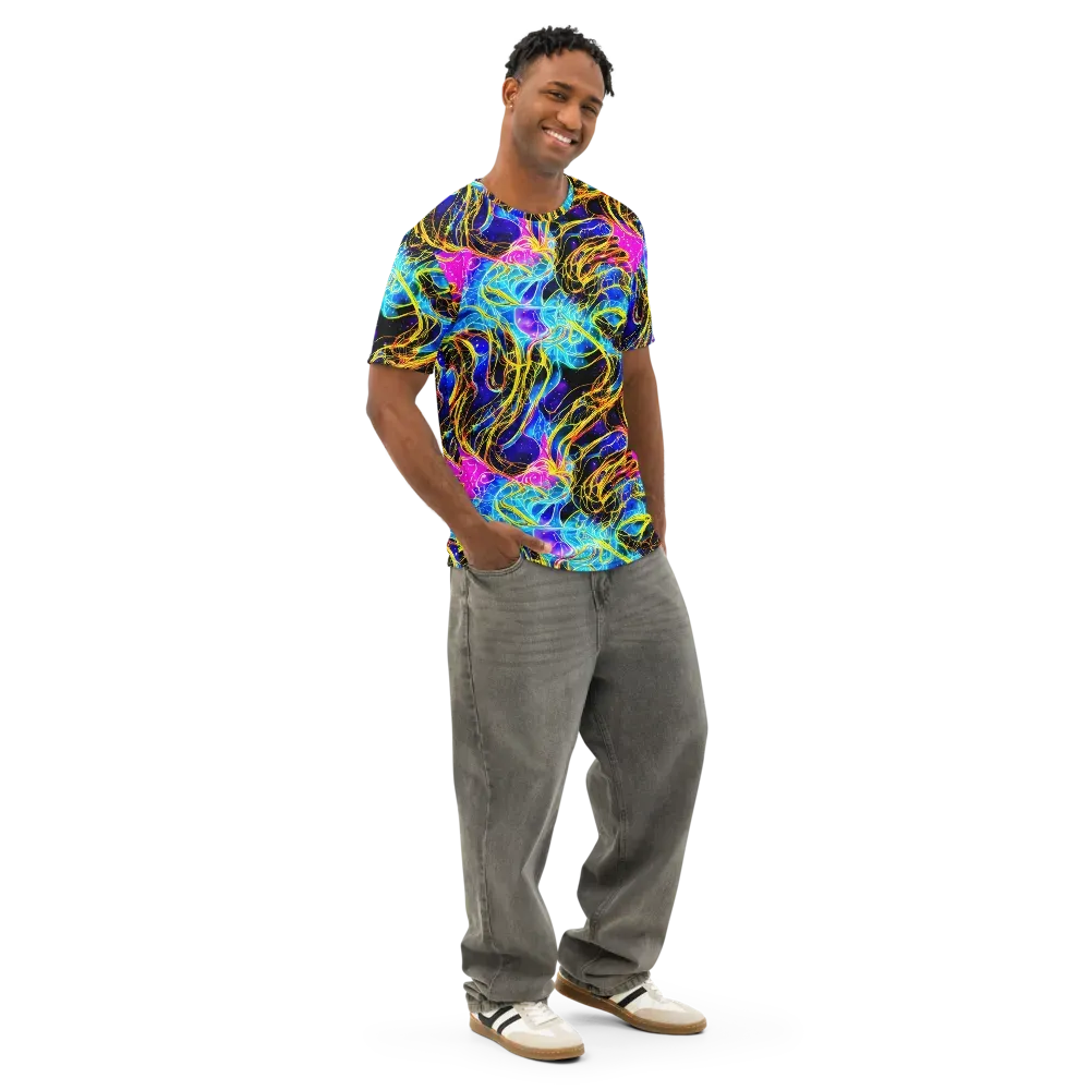 Galaxy Flux on Men's Cotton Crew Neck T-Shirt — Right Front