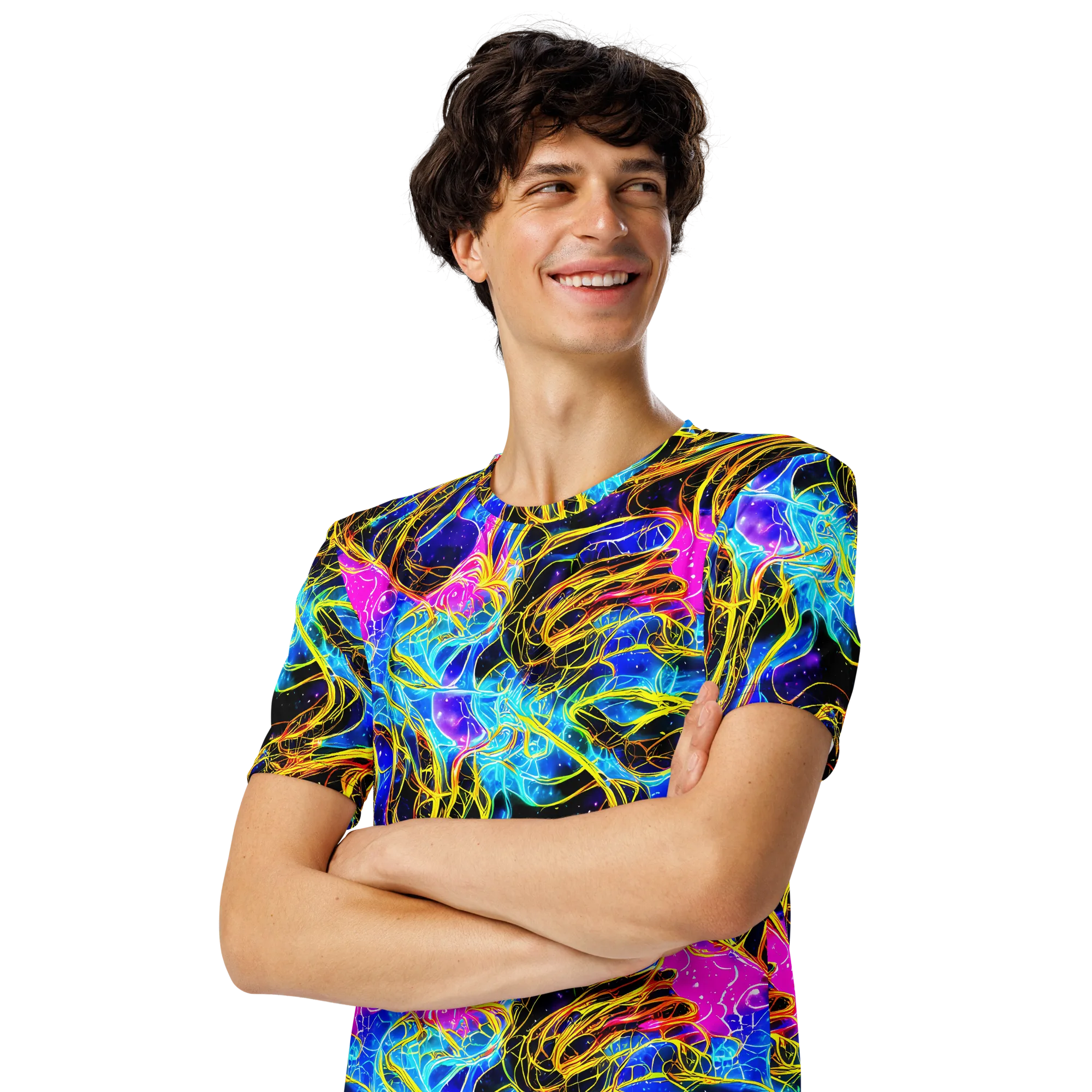 Galaxy Flux on Men's Crew Neck T-Shirt — Left Front