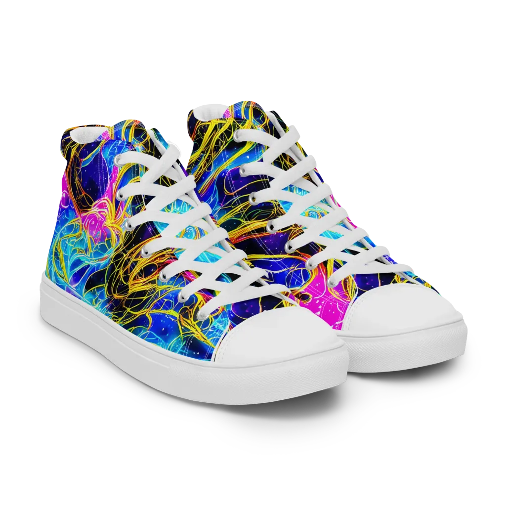 Galaxy Flux on Men's High Top Canvas Shoes — Right Front