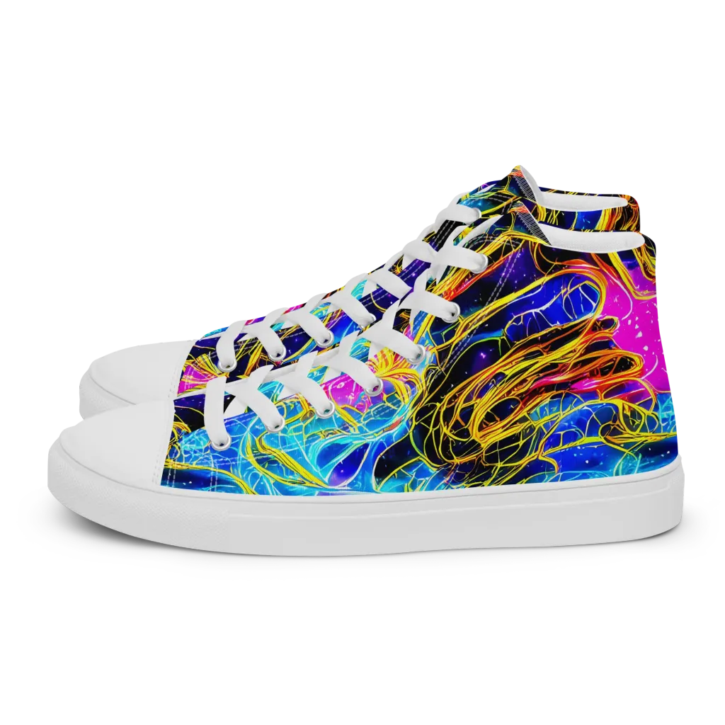 Galaxy Flux on Men's High Top Canvas Shoes — Left