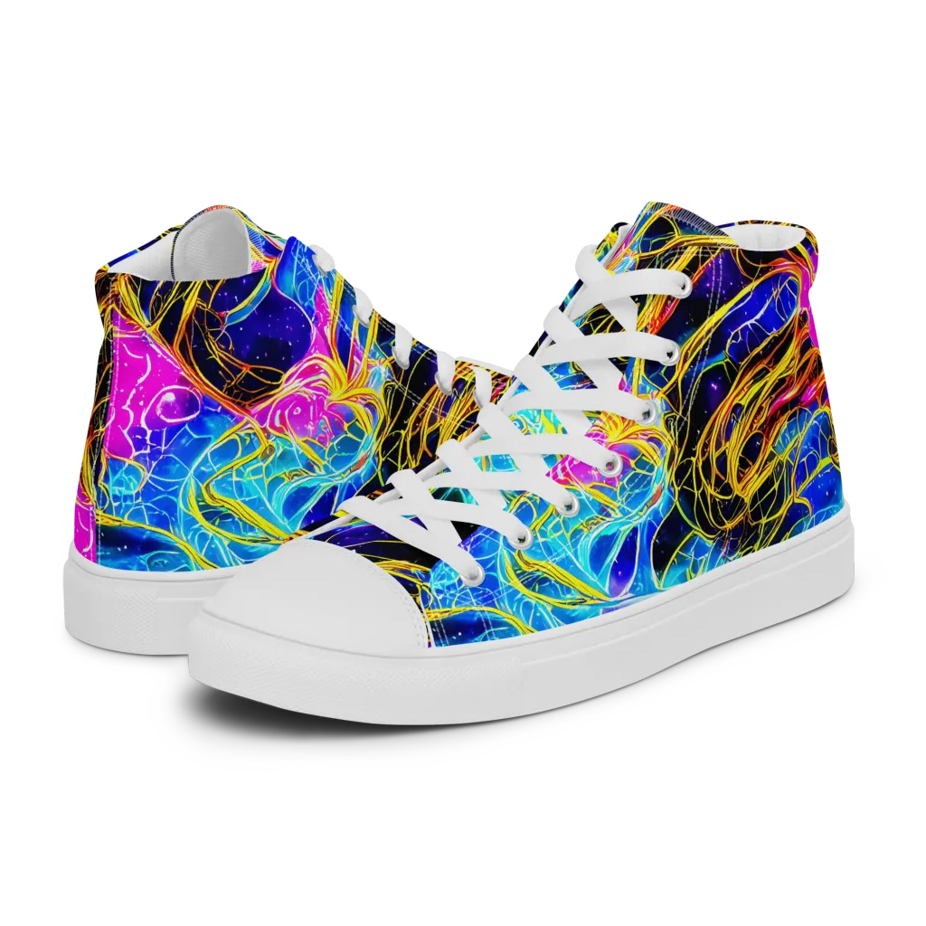 Galaxy Flux on Men's High Top Canvas Shoes — Left