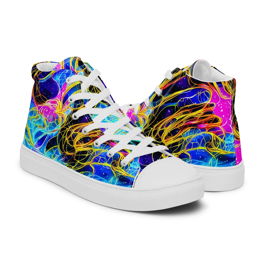 Galaxy Flux on Men's High Top Canvas Shoes — Right