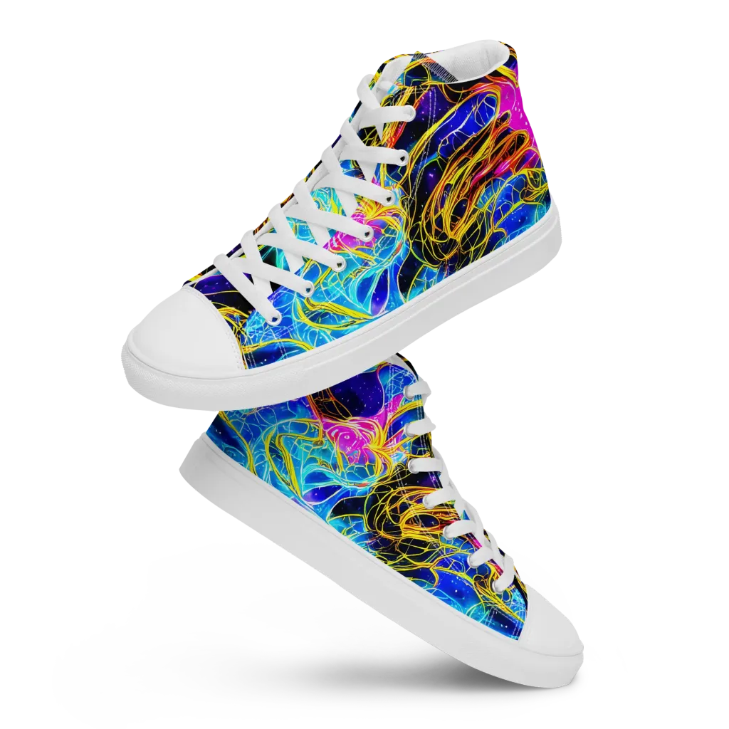 Galaxy Flux on Men's High Top Canvas Shoes — Front