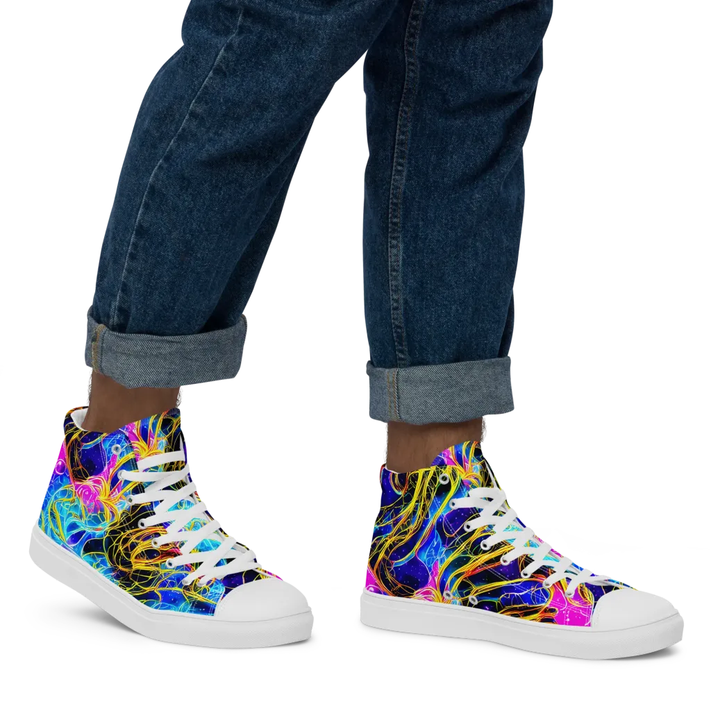 Galaxy Flux on Men's High Top Canvas Shoes — Right