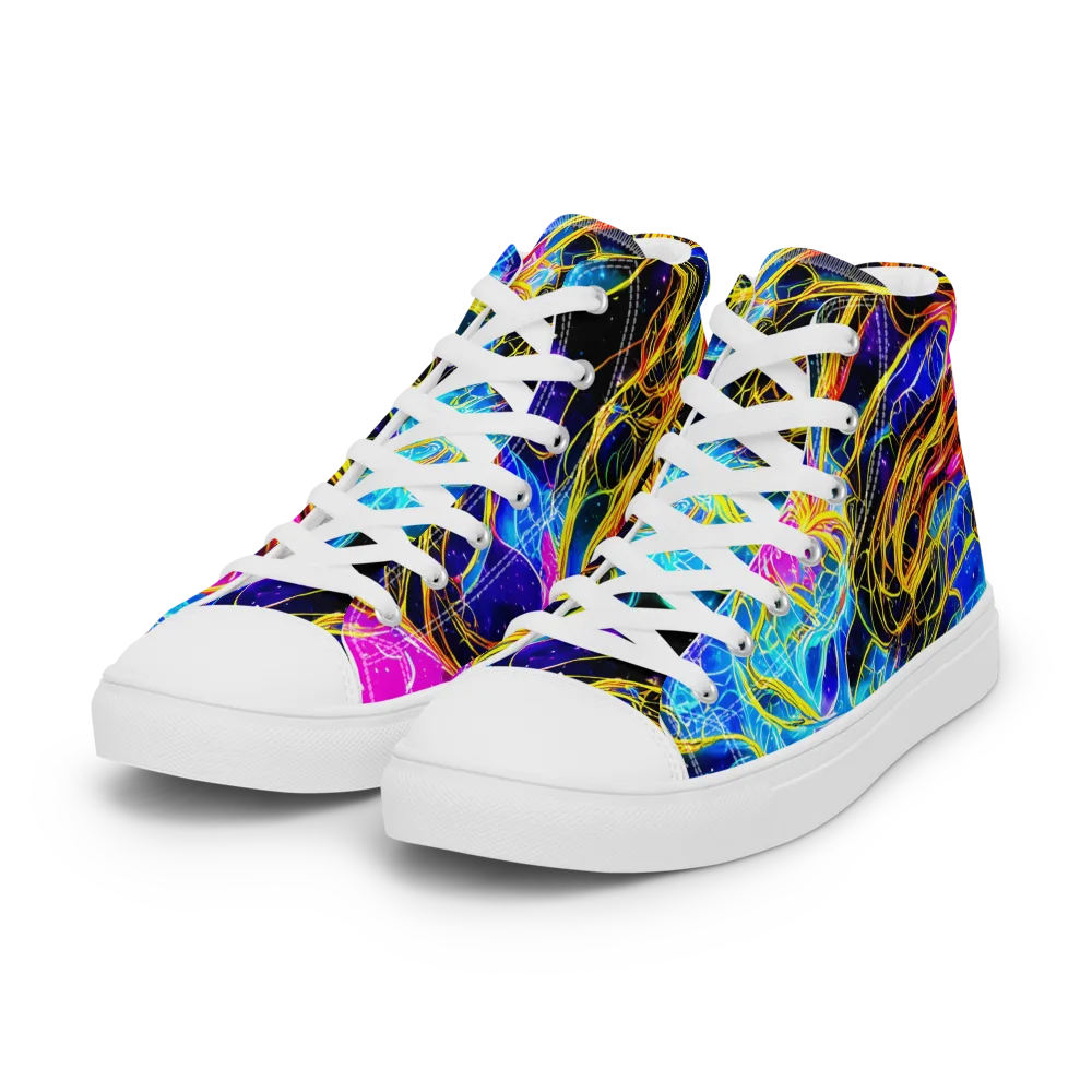 Galaxy Flux on Women's High Top Canvas Shoes — Left Front