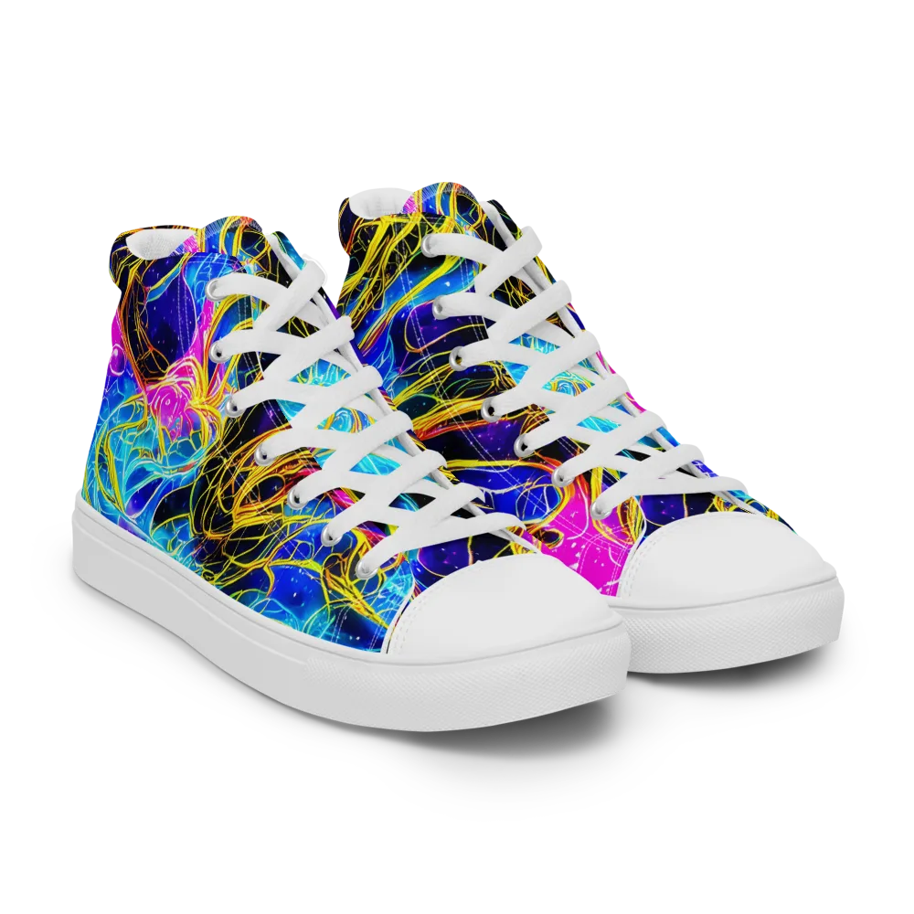 Galaxy Flux on Women's High Top Canvas Shoes — Right Front