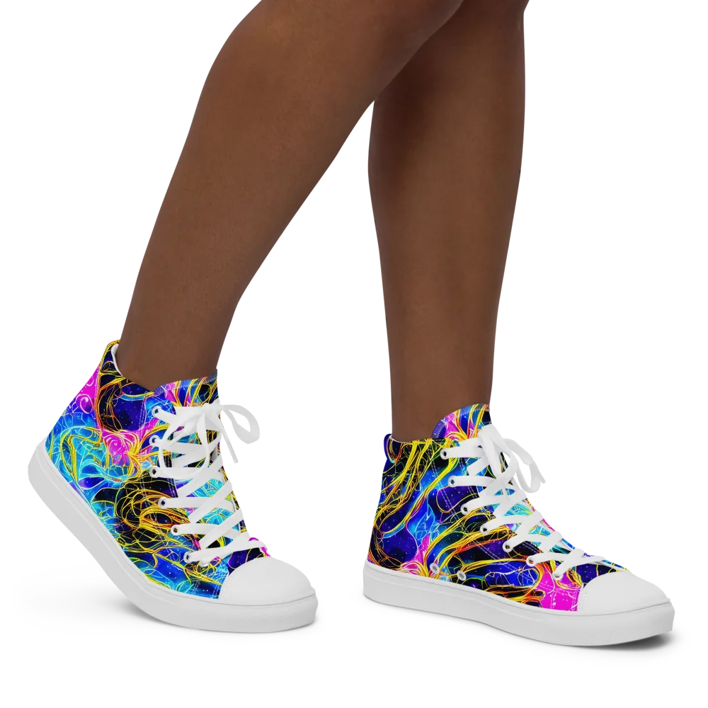 Galaxy Flux on Women's High Top Canvas Shoes — Right