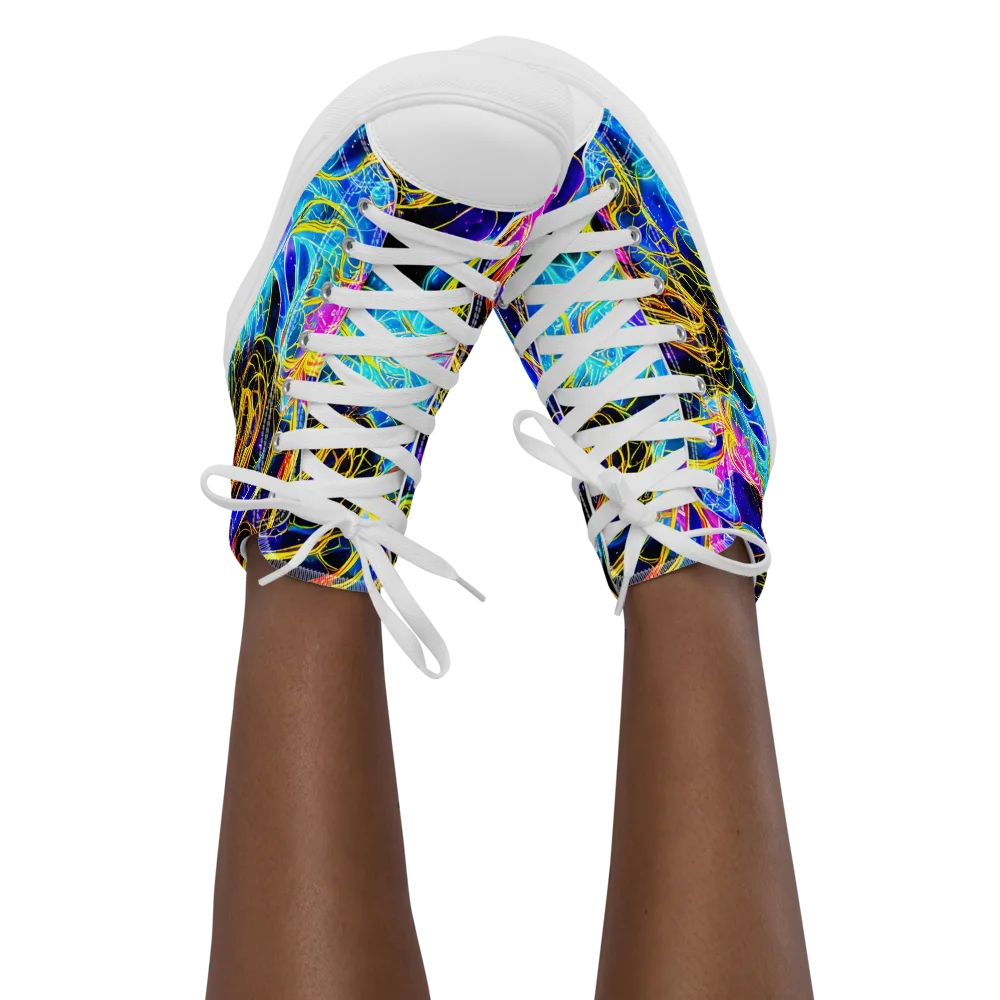 Galaxy Flux on Women's High Top Canvas Shoes — Front