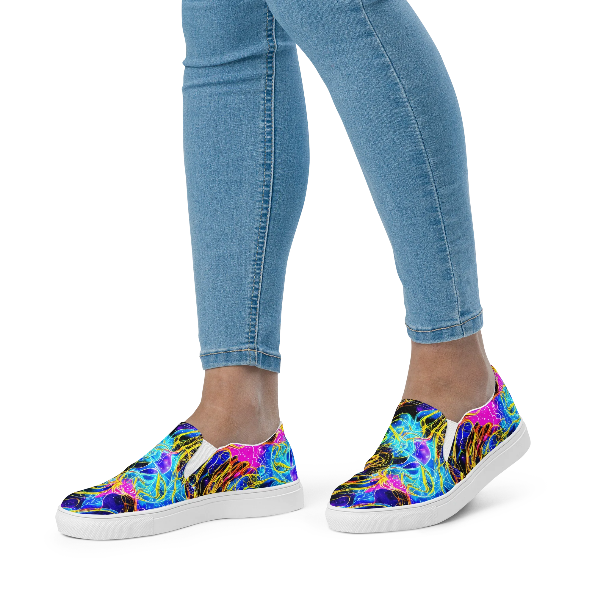 Galaxy Flux on Women's Slip-On Canvas Shoes — Front