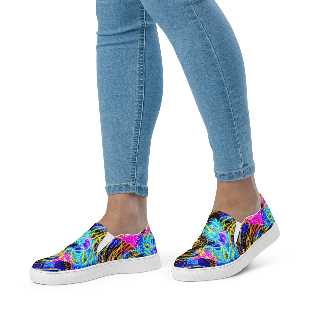 Galaxy Flux on Women's Slip-On Canvas Shoes — Front