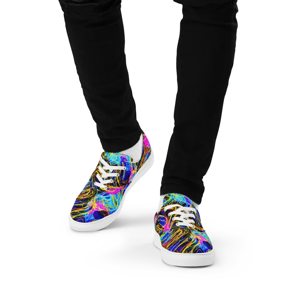 Galaxy Flux on Men's Lace-Up Canvas Shoes — Front