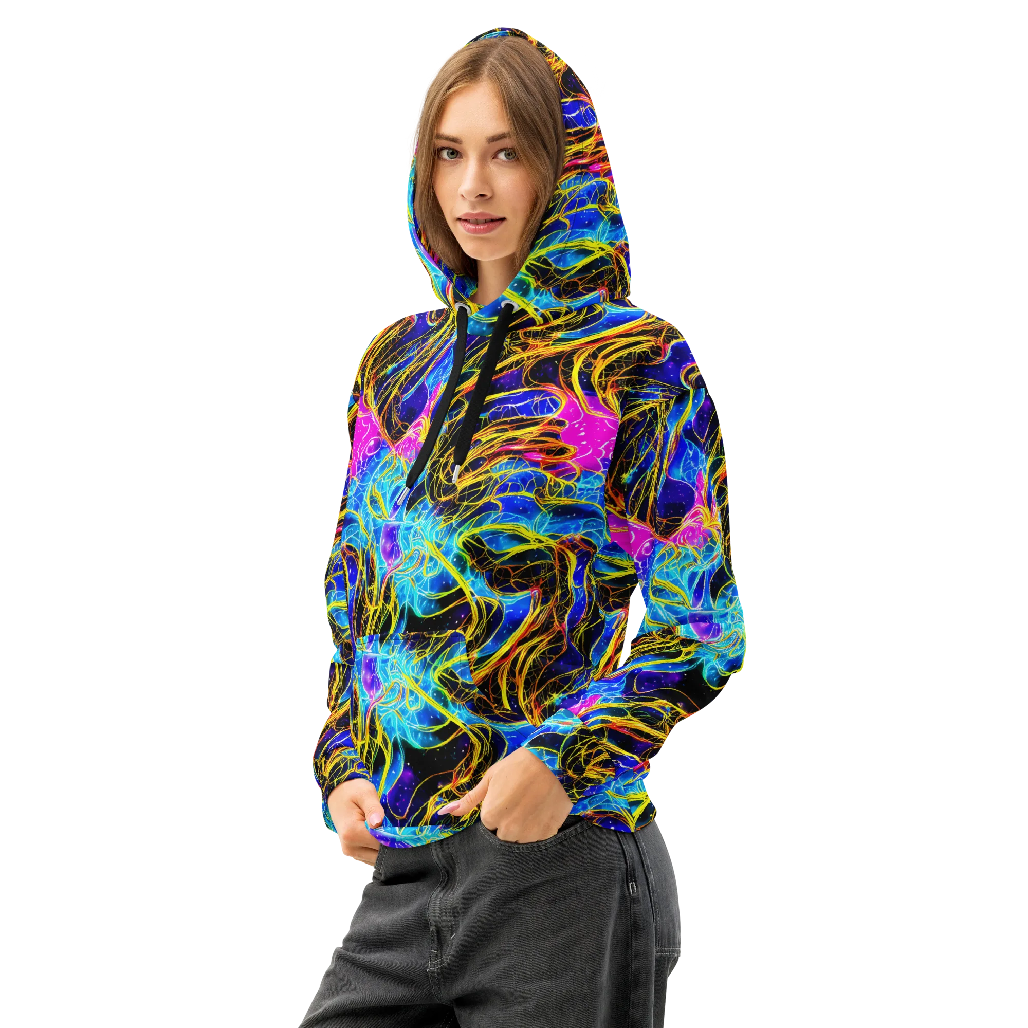 Galaxy Flux on Cotton Hoodie — Left Front