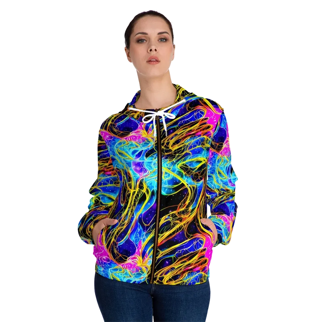 Galaxy Flux on Women's Full-Zip Hoodie — Front On Person