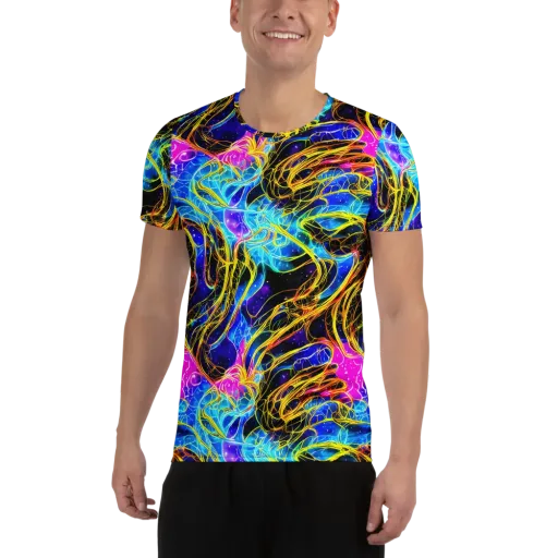 Galaxy Flux on a Men's Athletic T-Shirt