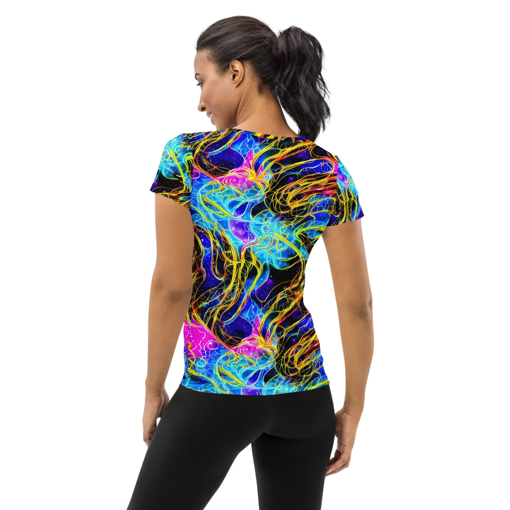 Galaxy Flux on Women's Athletic T-Shirt — Back
