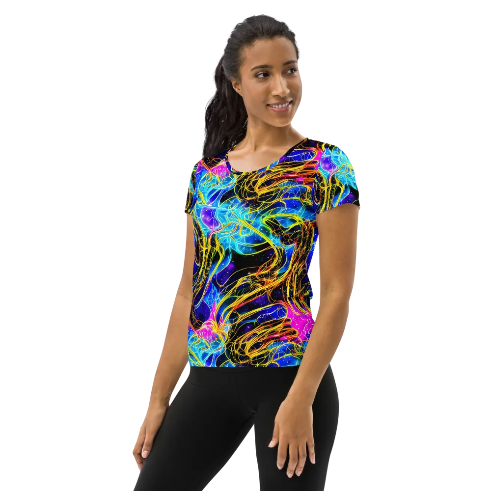 Galaxy Flux on Women's Athletic T-Shirt — Left