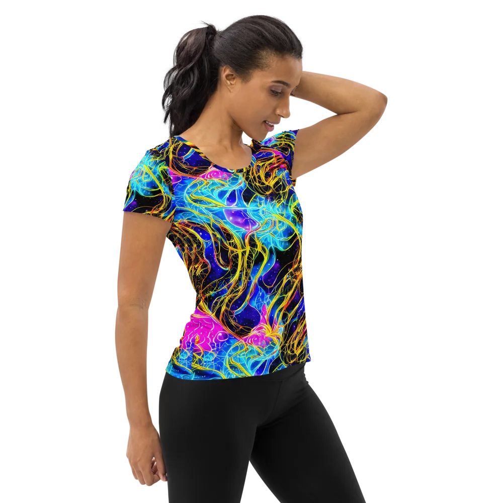 Galaxy Flux on Women's Athletic T-Shirt — Right