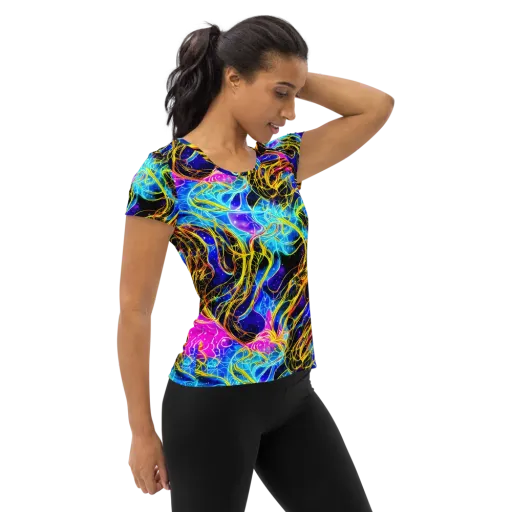 Galaxy Flux on a Women's Athletic T-Shirt