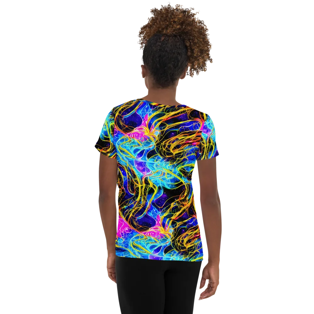 Galaxy Flux on Women's Athletic T-Shirt — Back