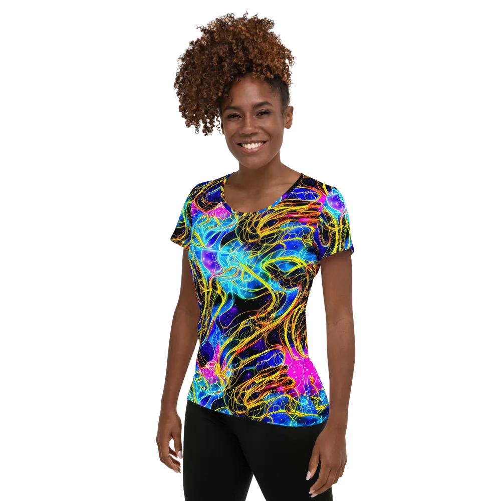 Galaxy Flux on Women's Athletic T-Shirt — Left