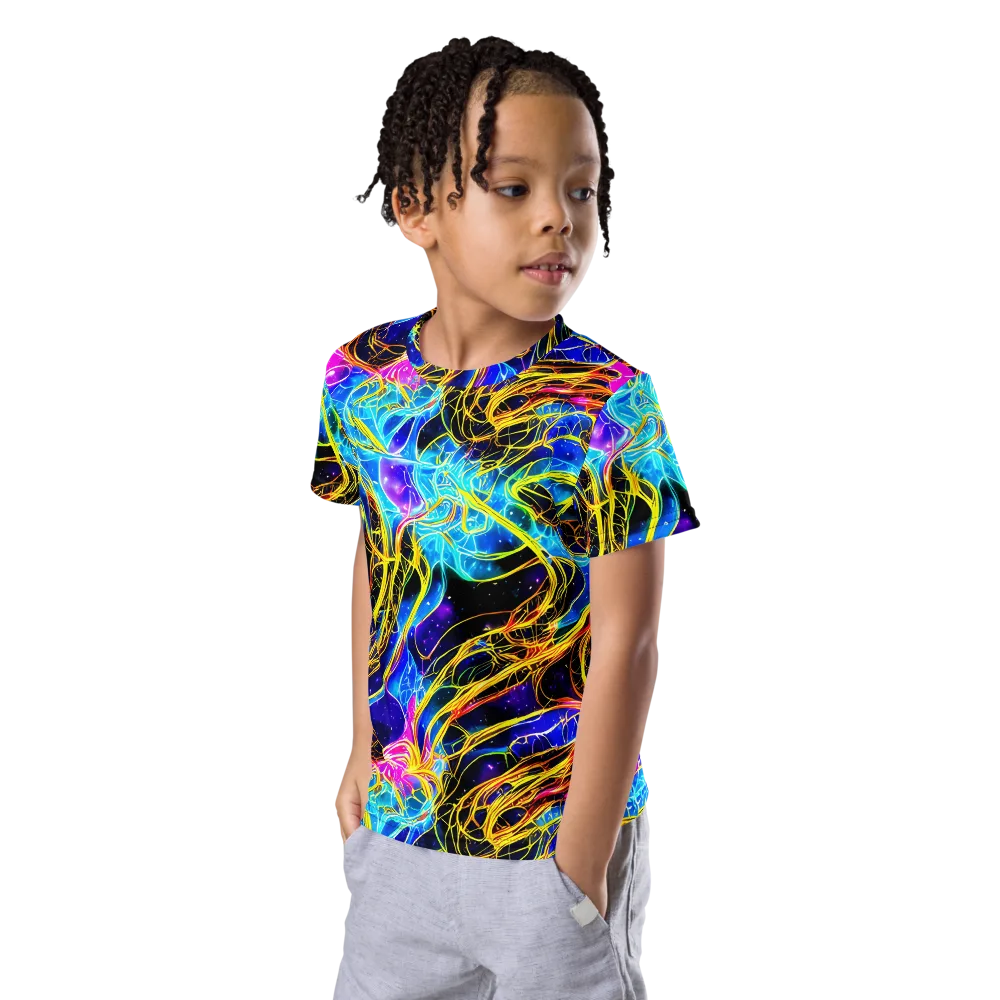 Galaxy Flux on Kids Crew Neck T-Shirt — Left Front