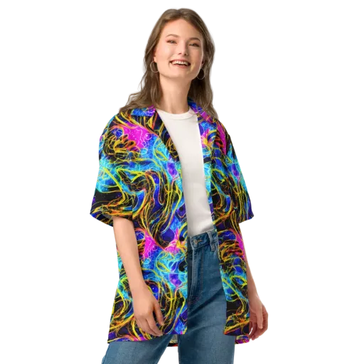 Galaxy Flux on a Button Shirt