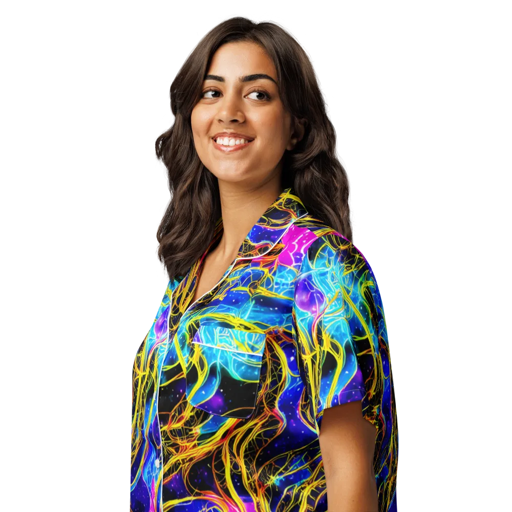 Galaxy Flux on Women's Short Sleeve Pajama Top — Left Front