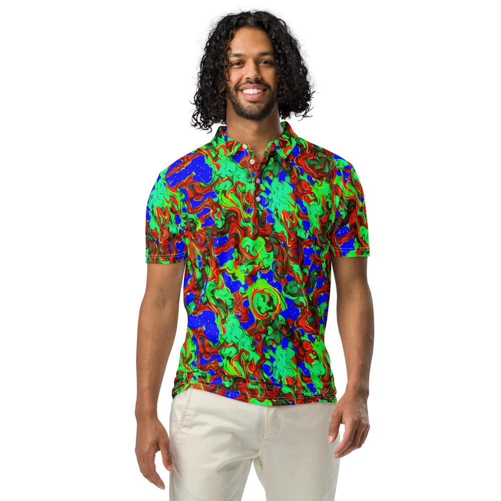 Ember Aquarium on Men's Slim Fit Polo Shirt — Front