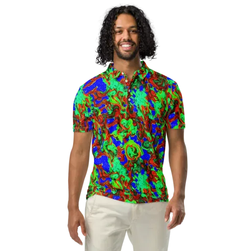 Ember Aquarium on a Men's Slim Fit Polo Shirt
